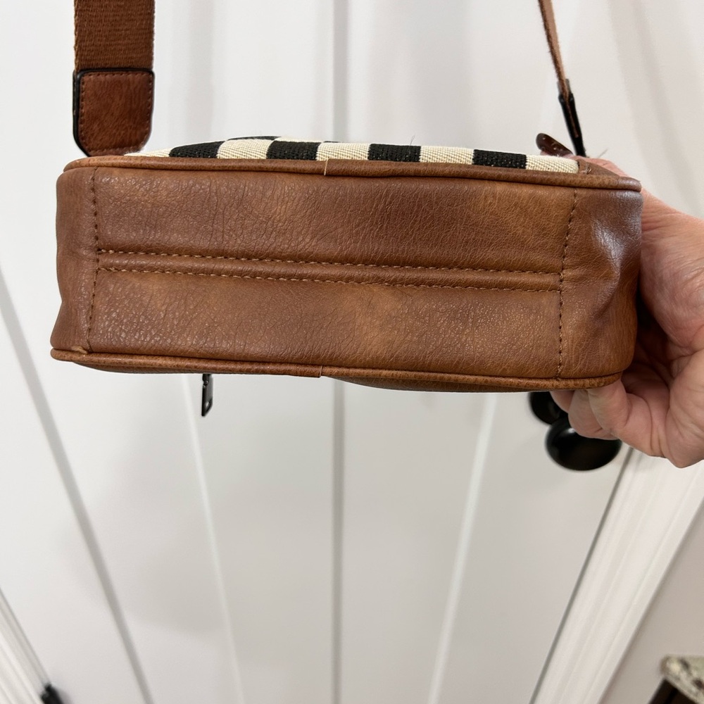 Brown Checkered Women's Crossbody Bag - Picture 5 of 10